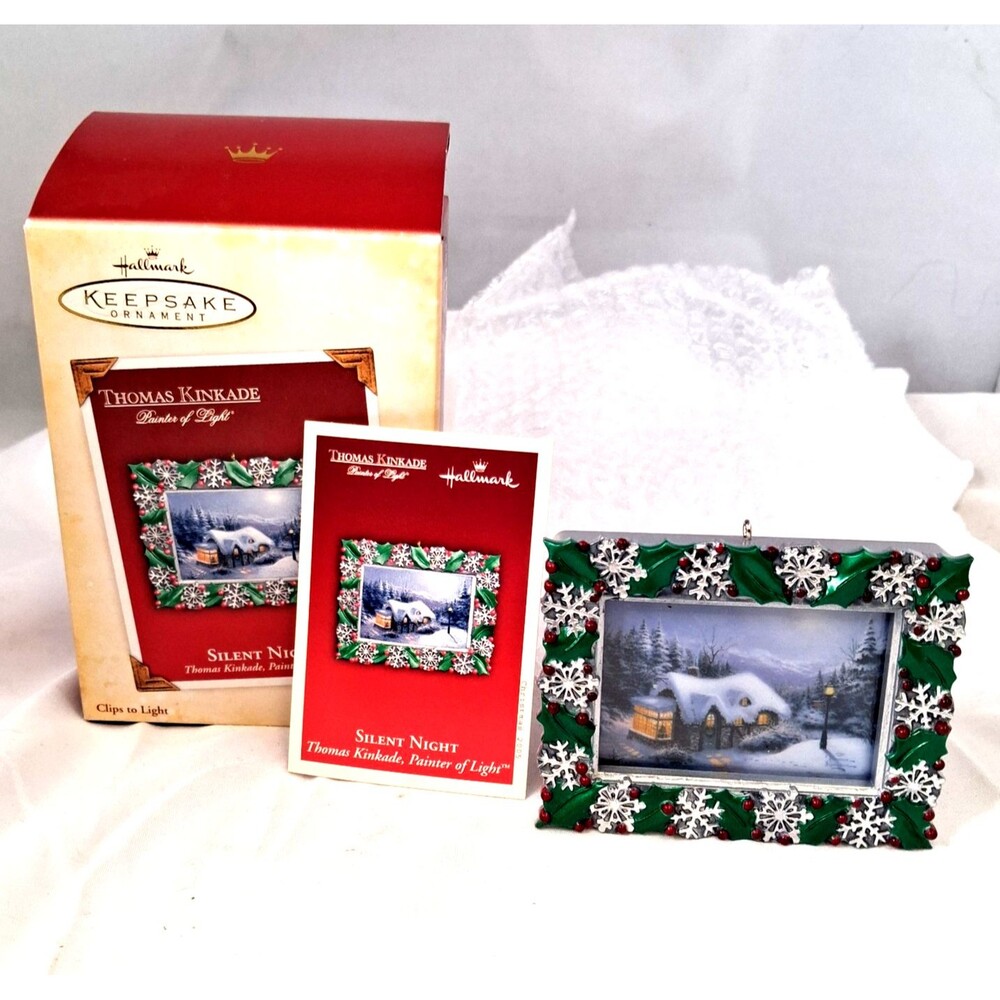 2005 Hallmark Ornament Thomas Kinkade Silent Night  Painter of Light clip on NIB